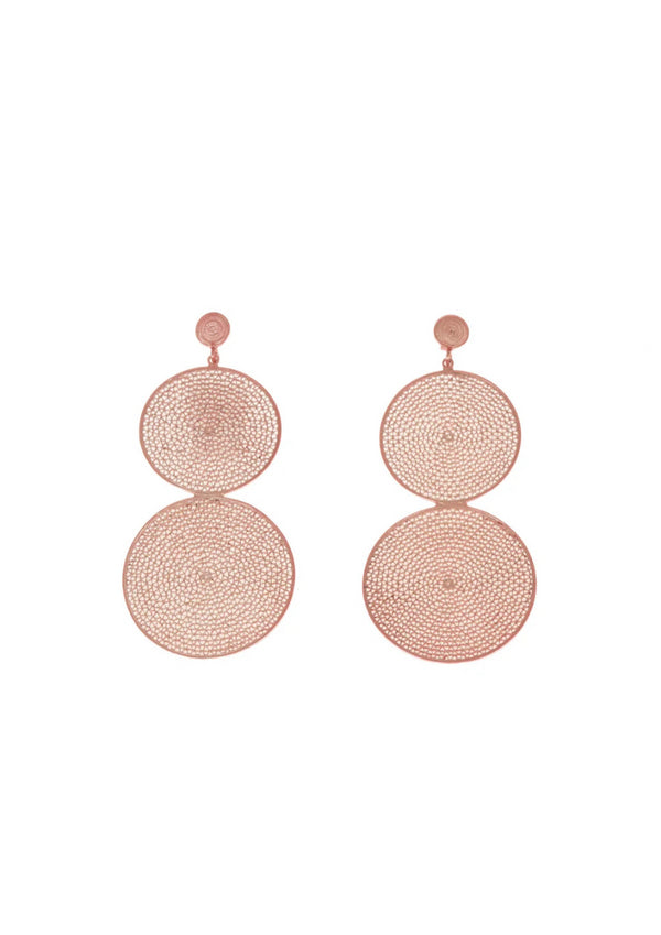 Pink Hand-painted Infinity Filigree Earrings